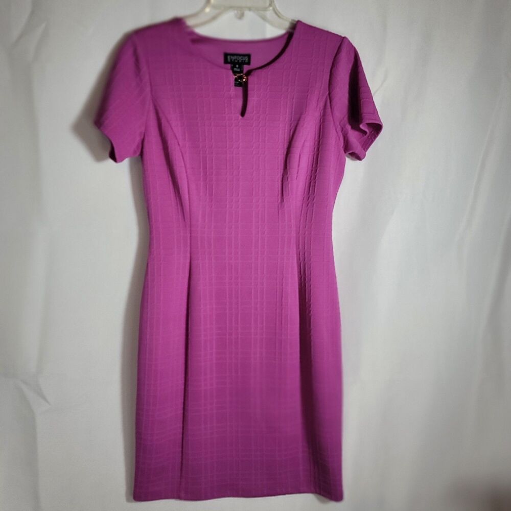 Enfocus Studio Purple Pink Textured Keyhole Shift Sheath Dress Women’s Size 8